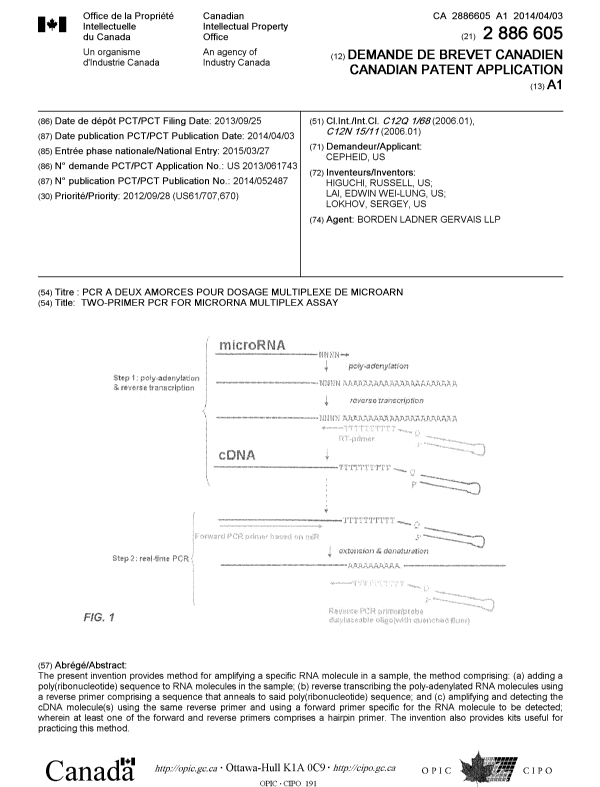 Document de brevet canadien 2886605. Page couverture 20141217. Image 1 de 1