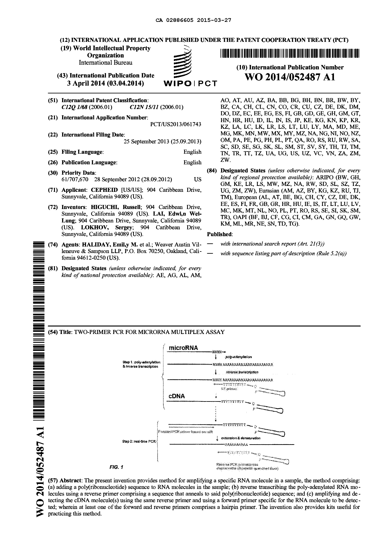 Document de brevet canadien 2886605. Abrégé 20141227. Image 1 de 1