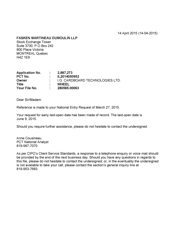Canadian Patent Document 2887273. Correspondence 20141214. Image 1 of 1