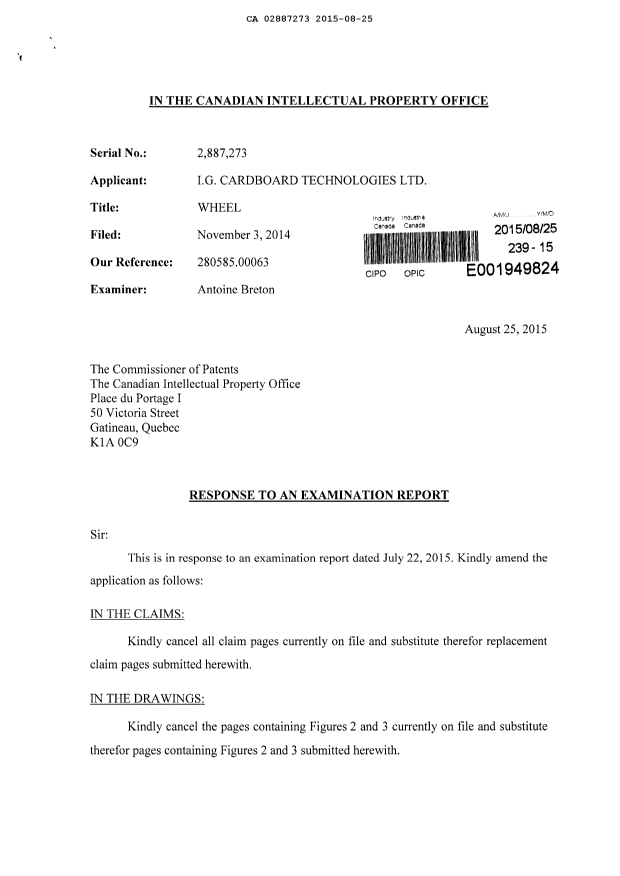 Document de brevet canadien 2887273. Poursuite-Amendment 20141225. Image 1 de 8