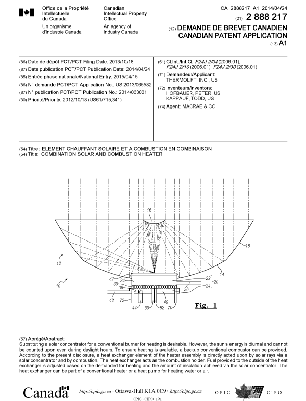 Canadian Patent Document 2888217. Cover Page 20141204. Image 1 of 1