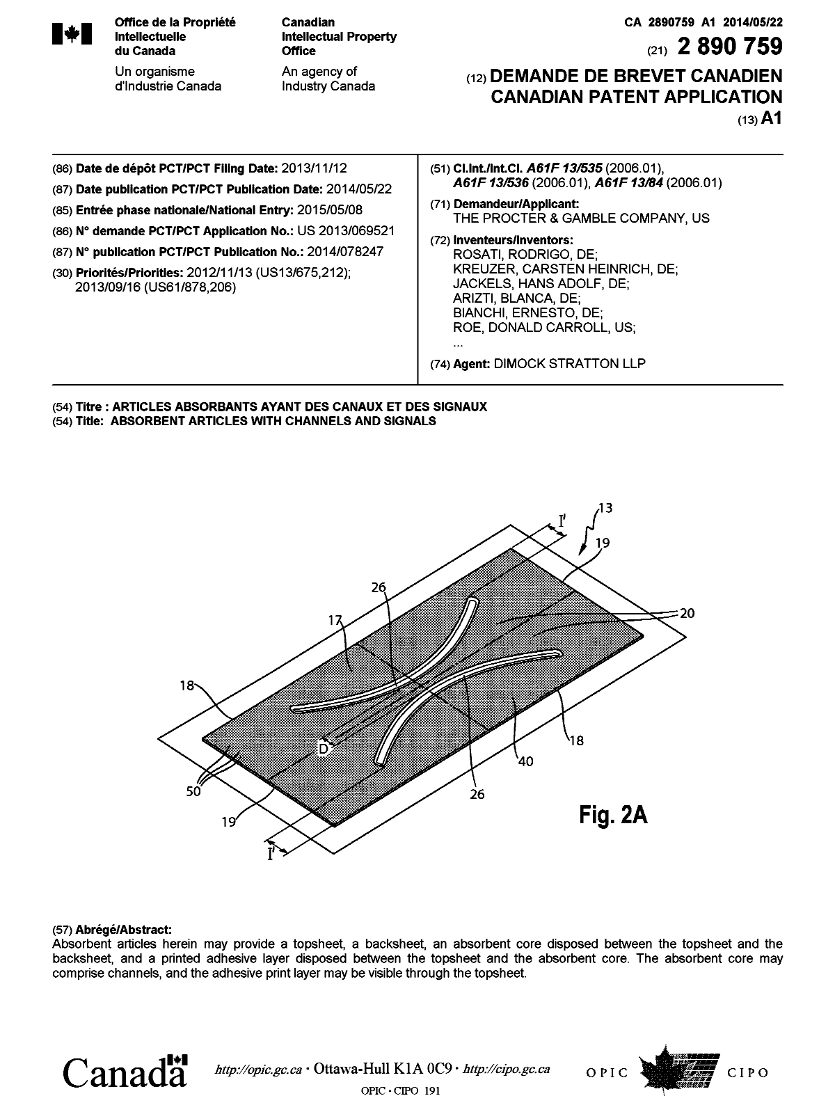 Canadian Patent Document 2890759. Cover Page 20150609. Image 1 of 2
