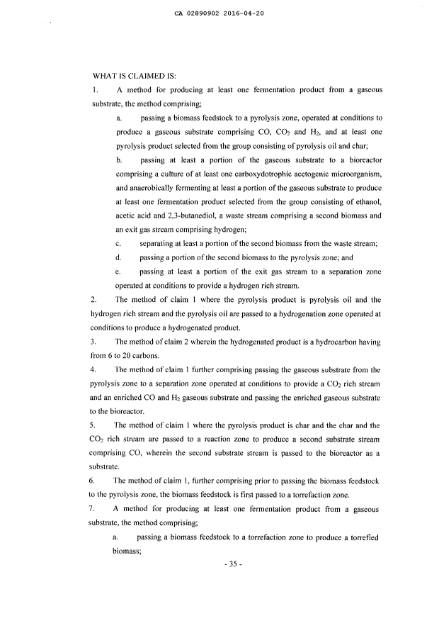 Document de brevet canadien 2890902. Revendications 20151220. Image 1 de 2