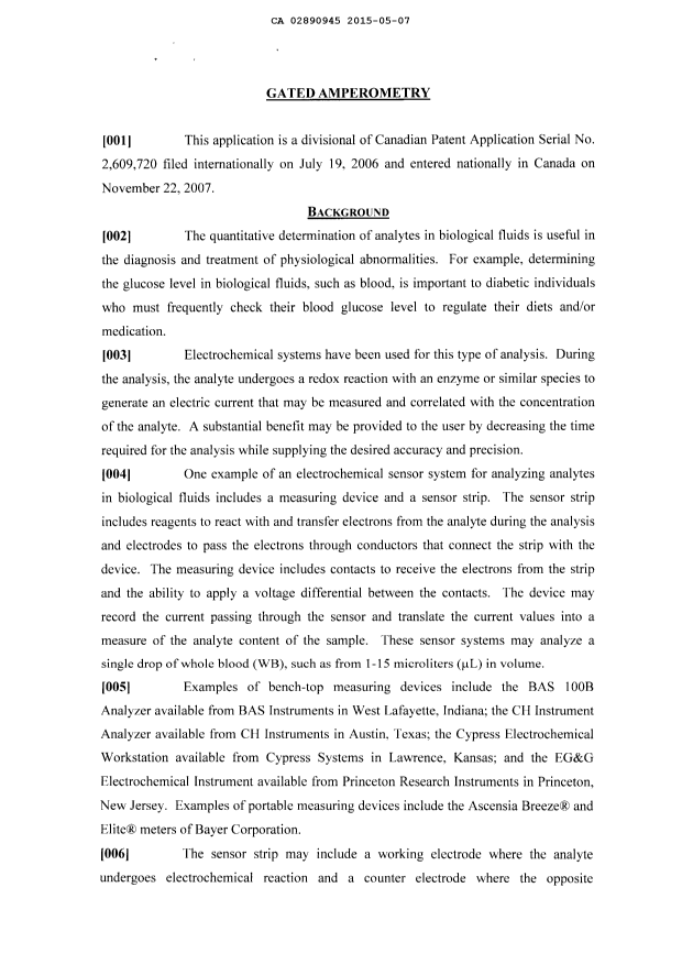 Canadian Patent Document 2890945. Description 20141207. Image 1 of 47