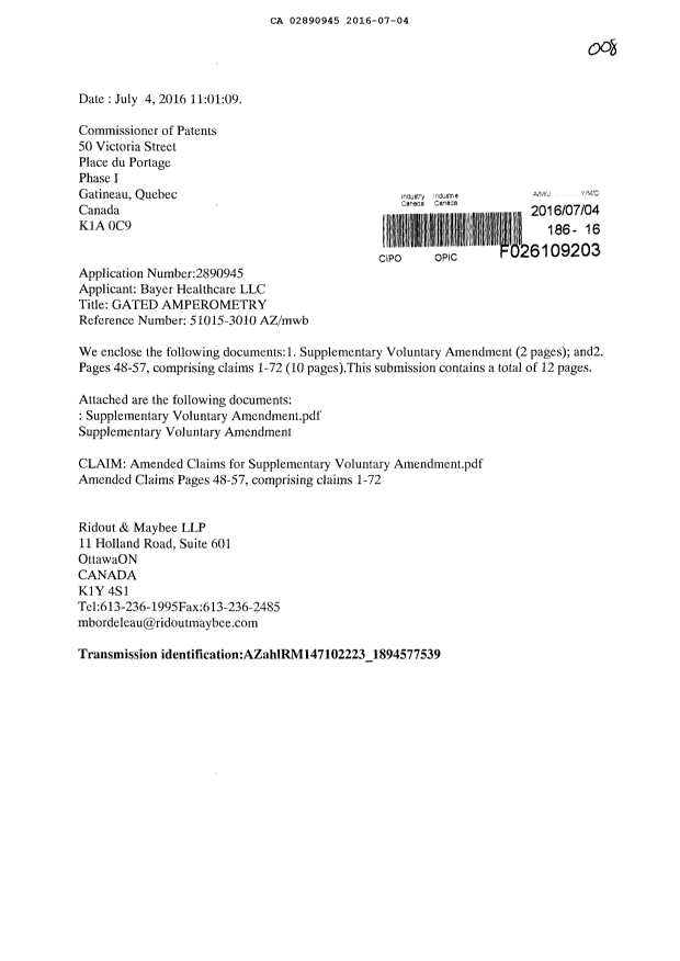 Canadian Patent Document 2890945. Prosecution-Amendment 20151204. Image 1 of 13