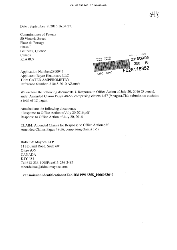 Canadian Patent Document 2890945. Prosecution-Amendment 20151209. Image 1 of 13