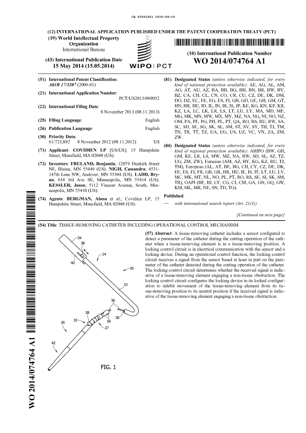 Canadian Patent Document 2891061. Abstract 20150429. Image 1 of 2