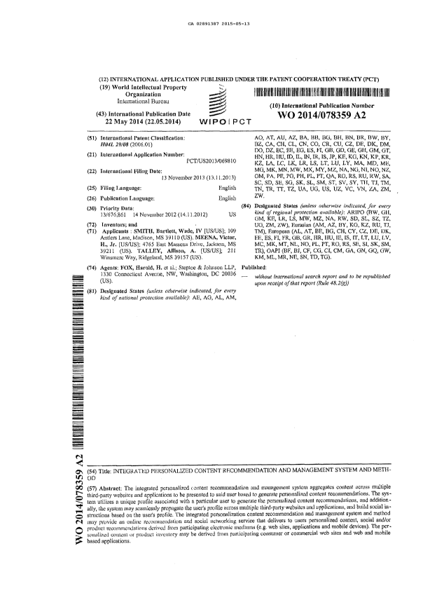 Document de brevet canadien 2891387. PCT 20150513. Image 1 de 1