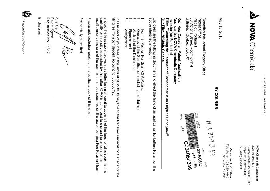 Canadian Patent Document 2891693. Assignment 20150521. Image 1 of 4