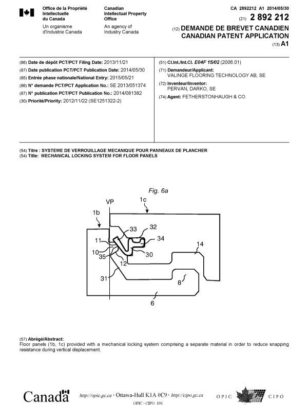 Canadian Patent Document 2892212. Cover Page 20150615. Image 1 of 1