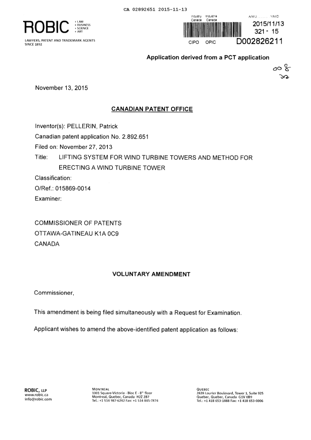 Canadian Patent Document 2892651. Prosecution-Amendment 20141213. Image 1 of 16