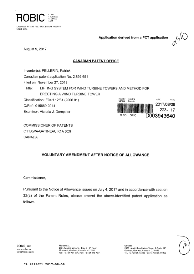 Canadian Patent Document 2892651. Prosecution-Amendment 20161209. Image 1 of 13