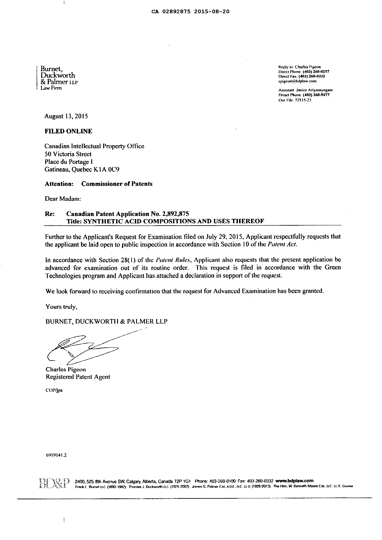 Document de brevet canadien 2892875. Poursuite-Amendment 20141220. Image 2 de 3