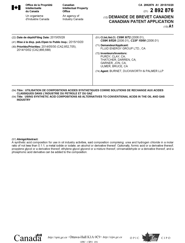 Document de brevet canadien 2892876. Page couverture 20141229. Image 1 de 1