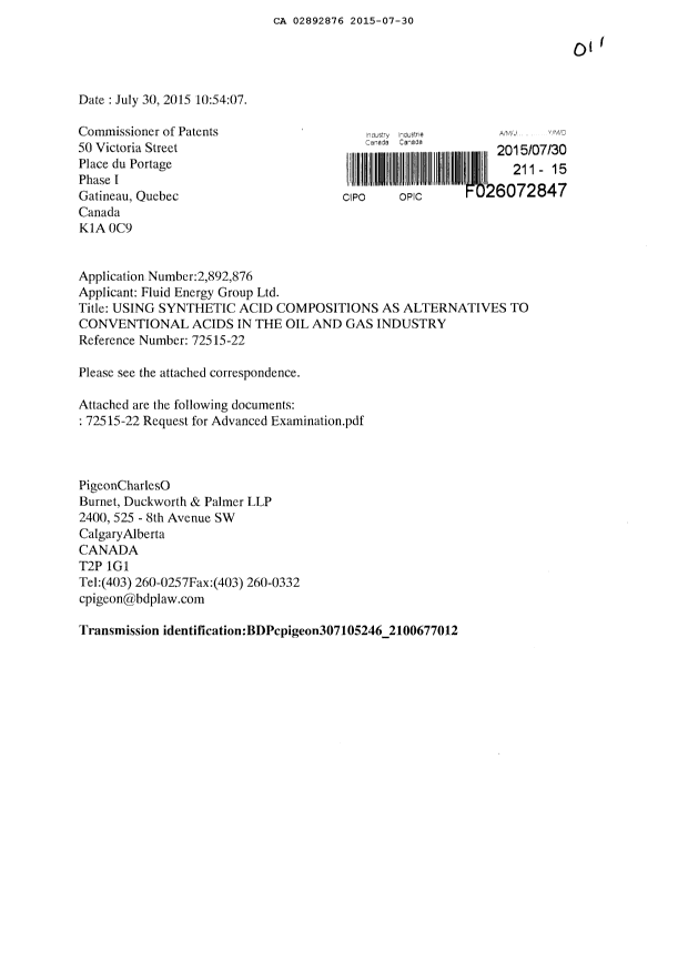 Canadian Patent Document 2892876. Prosecution-Amendment 20141230. Image 1 of 3
