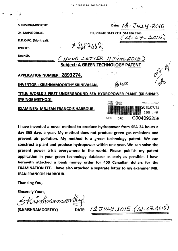 Document de brevet canadien 2893274. Poursuite-Amendment 20141214. Image 1 de 33