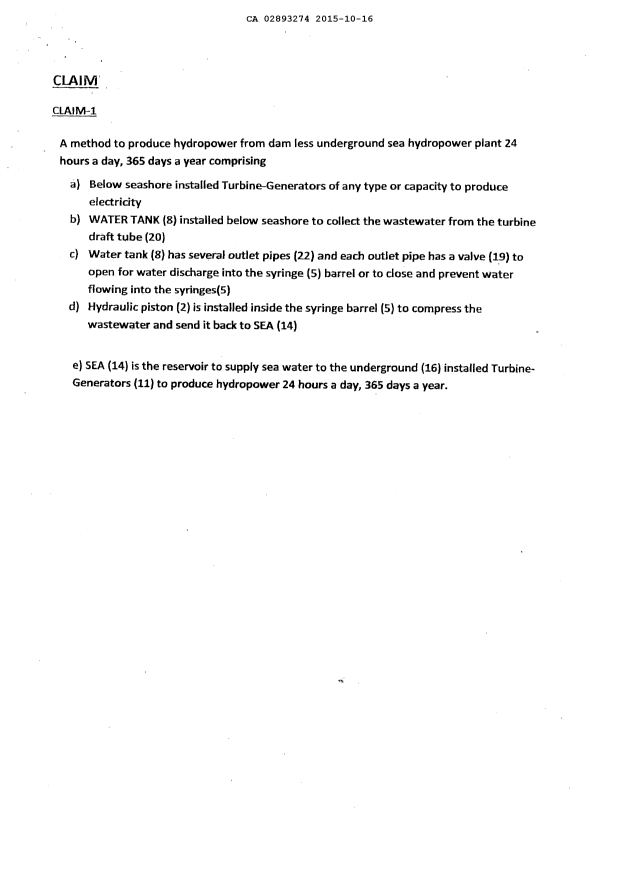 Document de brevet canadien 2893274. Revendications 20141216. Image 1 de 1