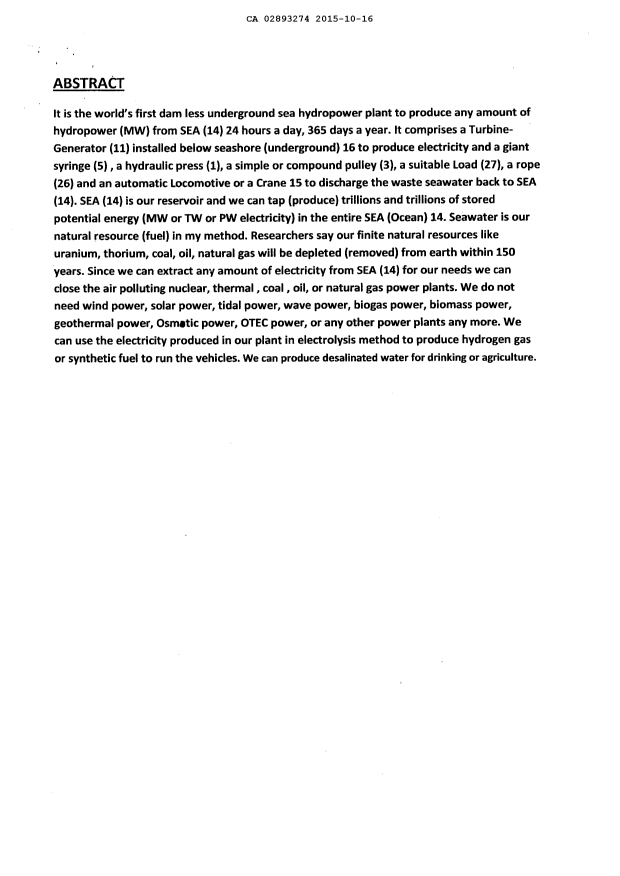 Document de brevet canadien 2893274. Abrégé 20141216. Image 1 de 1