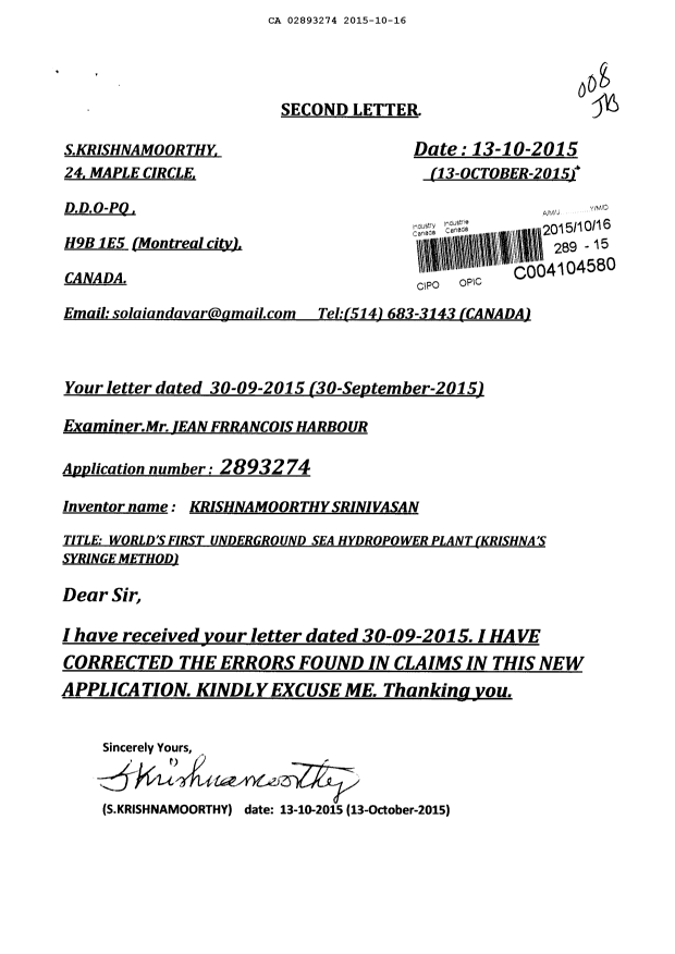 Canadian Patent Document 2893274. Prosecution-Amendment 20141216. Image 1 of 34