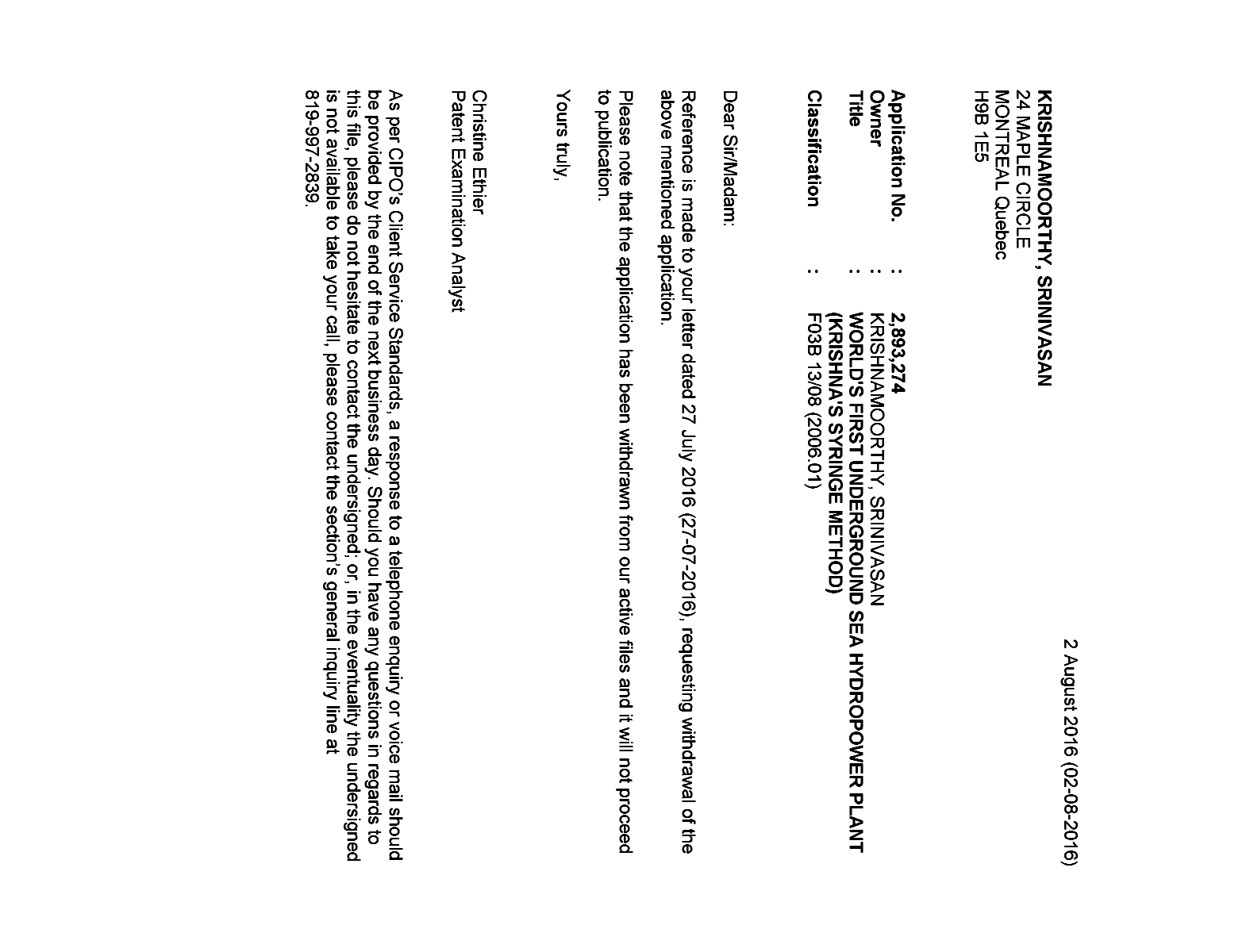 Canadian Patent Document 2893274. Correspondence 20151202. Image 1 of 1
