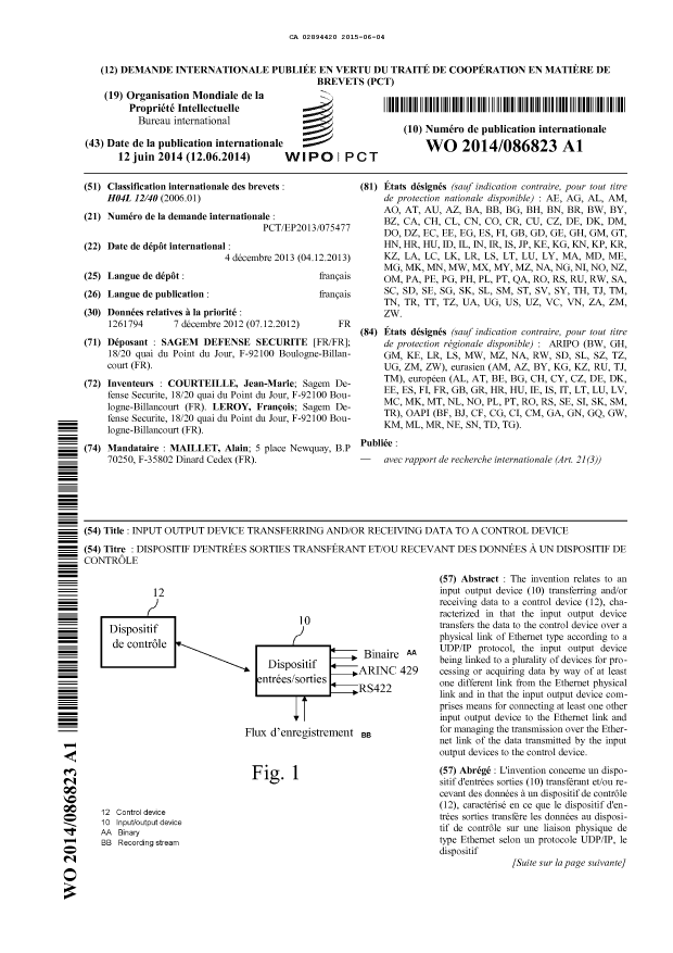 Document de brevet canadien 2894420. Modification - Abrégé 20150604. Image 1 de 2