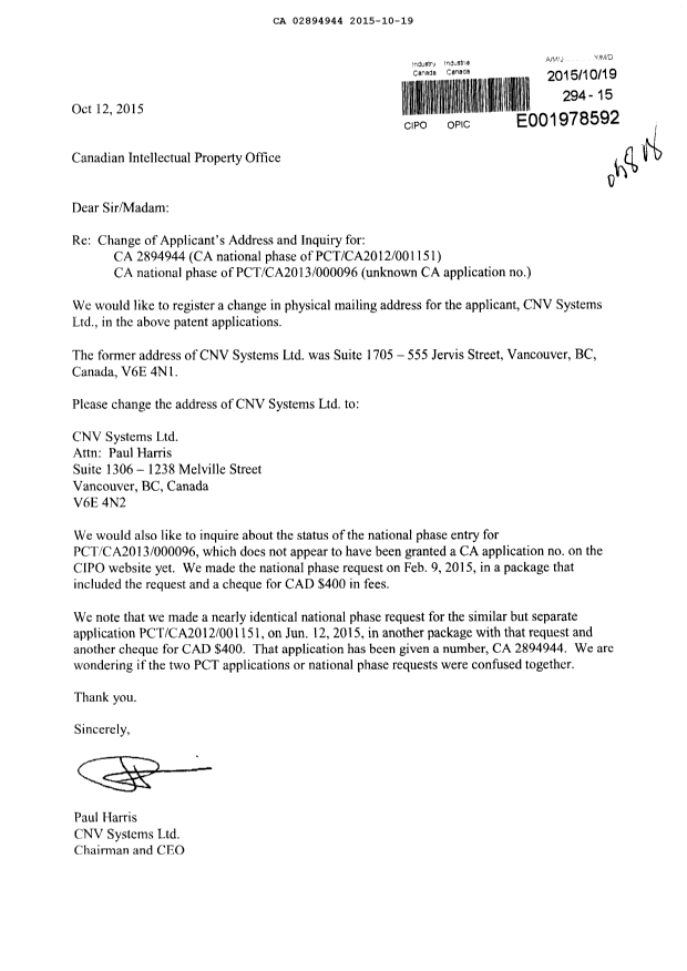 Canadian Patent Document 2894944. PCT Correspondence 20151019. Image 1 of 1
