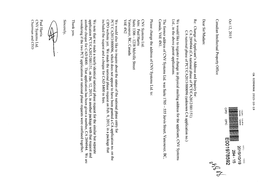 Canadian Patent Document 2894944. PCT Correspondence 20151019. Image 1 of 1