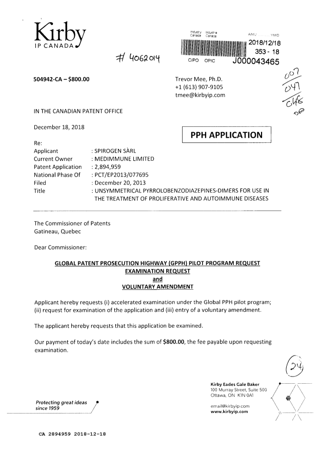 Canadian Patent Document 2894959. PPH Request 20181218. Image 1 of 24