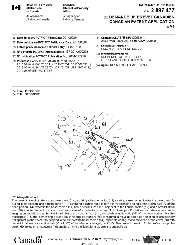 Document de brevet canadien 2897477. Page couverture 20150807. Image 1 de 1