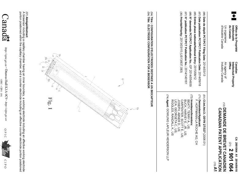 Canadian Patent Document 2901064. Cover Page 20150828. Image 1 of 2