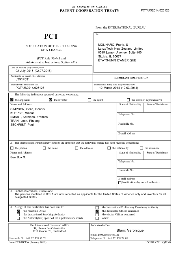 Document de brevet canadien 2903462. PCT 20141201. Image 1 de 2