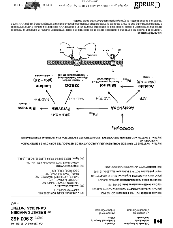 Document de brevet canadien 2903462. Page couverture 20151217. Image 1 de 1