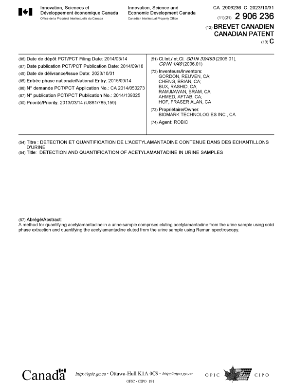 Document de brevet canadien 2906236. Page couverture 20231013. Image 1 de 1