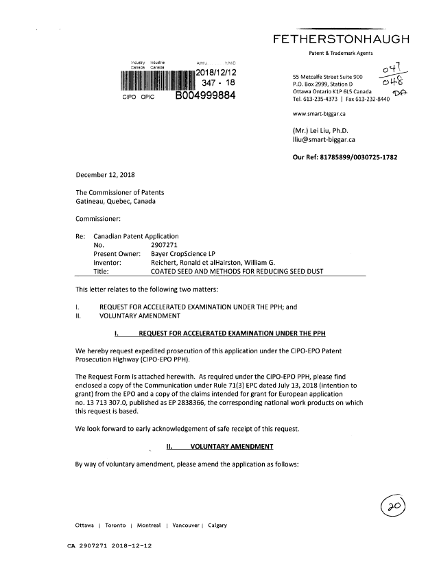 Canadian Patent Document 2907271. Prosecution-Amendment 20171212. Image 1 of 10
