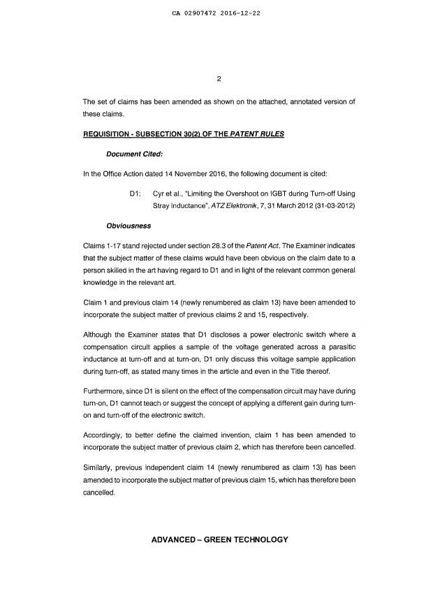 Document de brevet canadien 2907472. Poursuite-Amendment 20151222. Image 3 de 13