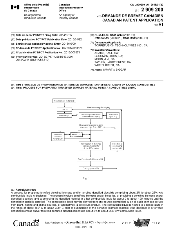 Document de brevet canadien 2909200. Page couverture 20141230. Image 1 de 1