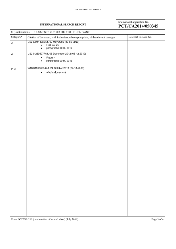 Document de brevet canadien 2909757. Rapport de recherche internationale 20151007. Image 2 de 3