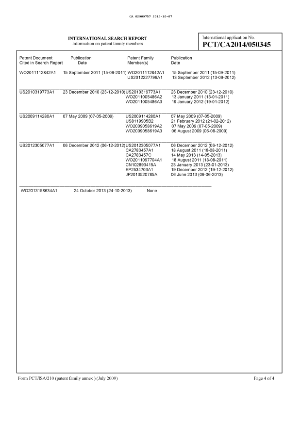Document de brevet canadien 2909757. Rapport de recherche internationale 20151007. Image 3 de 3