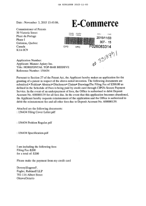 Document de brevet canadien 2911008. Nouvelle demande 20151103. Image 1 de 5