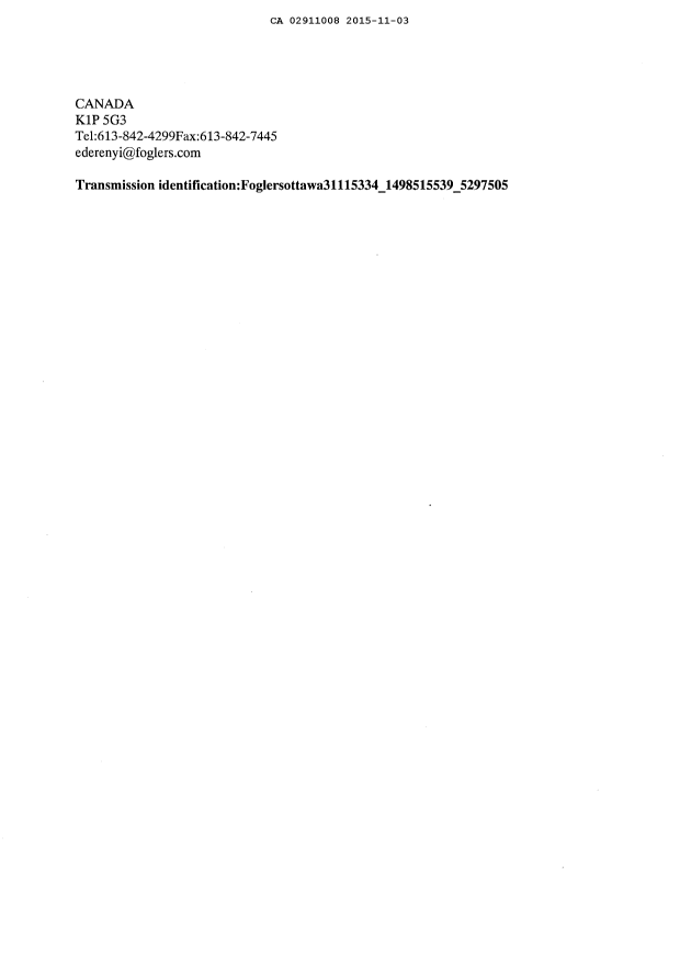 Document de brevet canadien 2911008. Nouvelle demande 20151103. Image 2 de 5