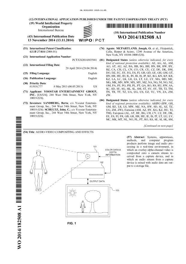 Document de brevet canadien 2911553. Abrégé 20151105. Image 1 de 2