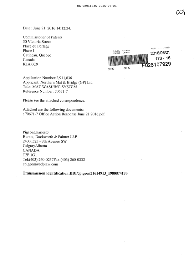 Document de brevet canadien 2911836. Poursuite-Amendment 20151221. Image 1 de 10