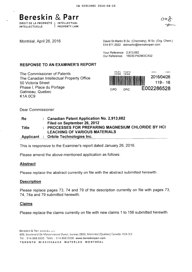 Document de brevet canadien 2913682. Poursuite-Amendment 20151226. Image 1 de 39