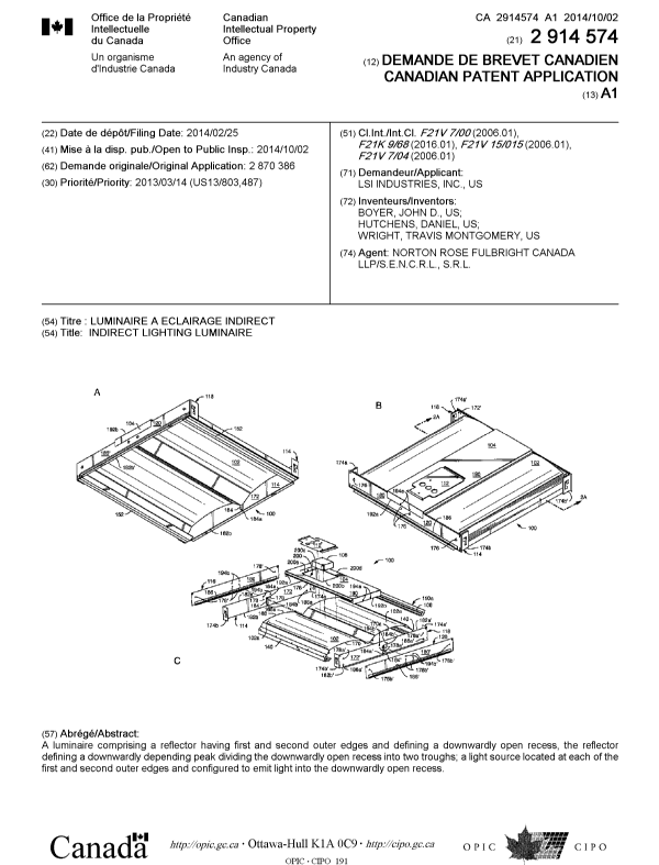 Document de brevet canadien 2914574. Page couverture 20160118. Image 1 de 1