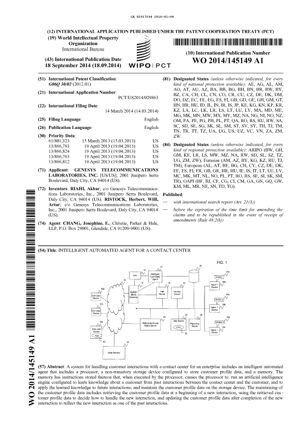 Document de brevet canadien 2917294. Abrégé 20160104. Image 1 de 1