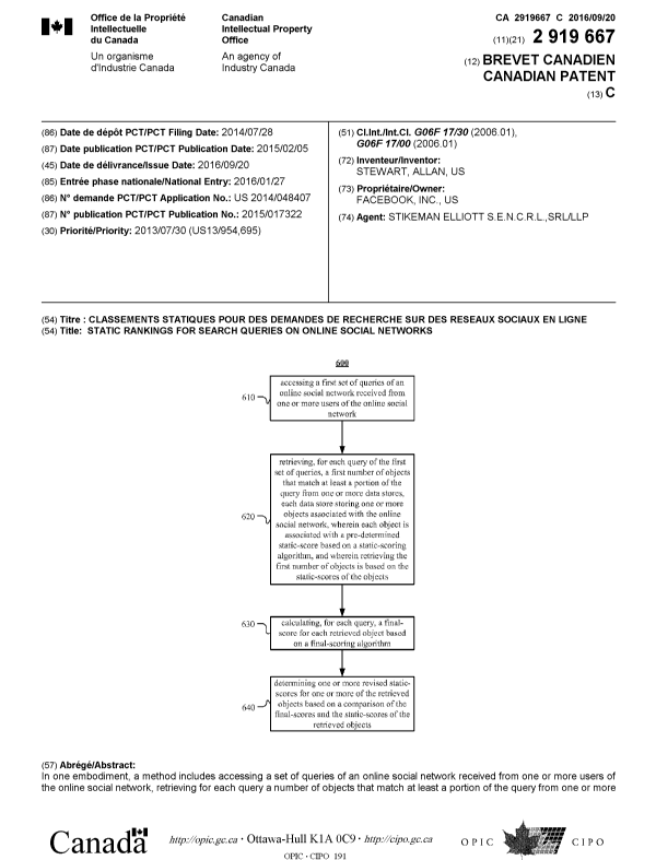 Document de brevet canadien 2919667. Page couverture 20151222. Image 1 de 2