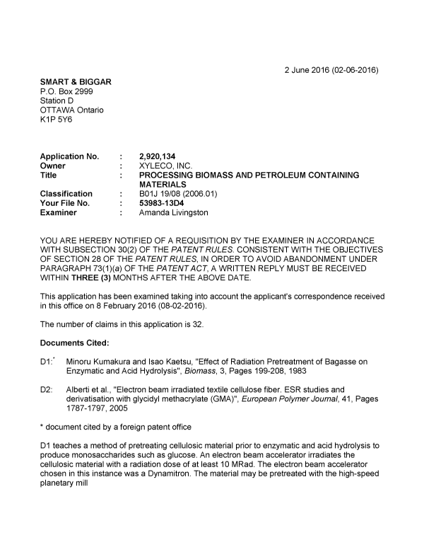 Document de brevet canadien 2920134. Poursuite-Amendment 20151202. Image 1 de 4
