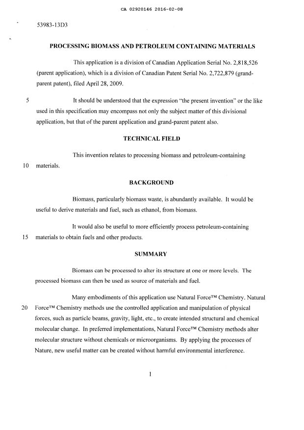 Canadian Patent Document 2920146. Description 20151207. Image 1 of 269