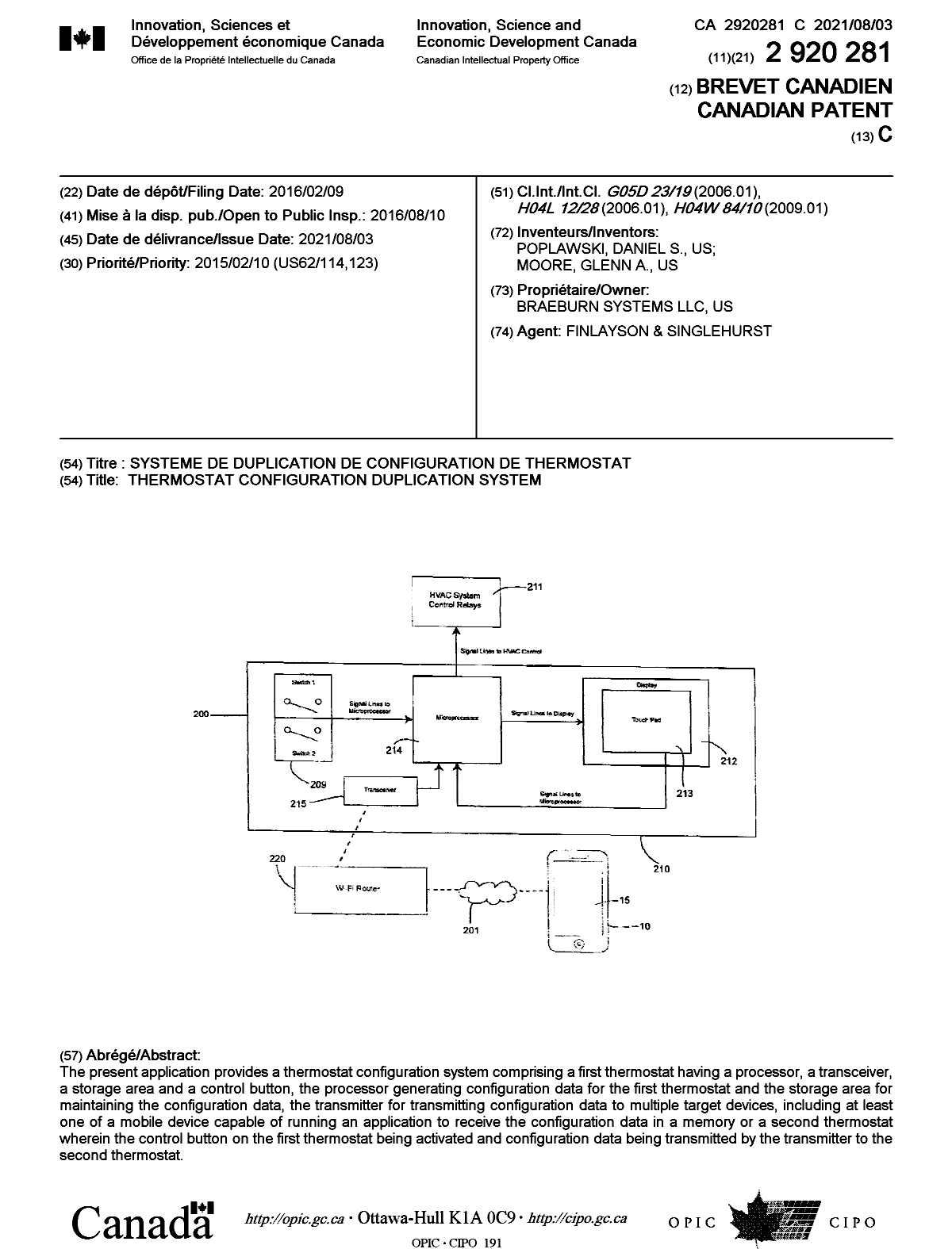 Canadian Patent Document 2920281. Cover Page 20210712. Image 1 of 1