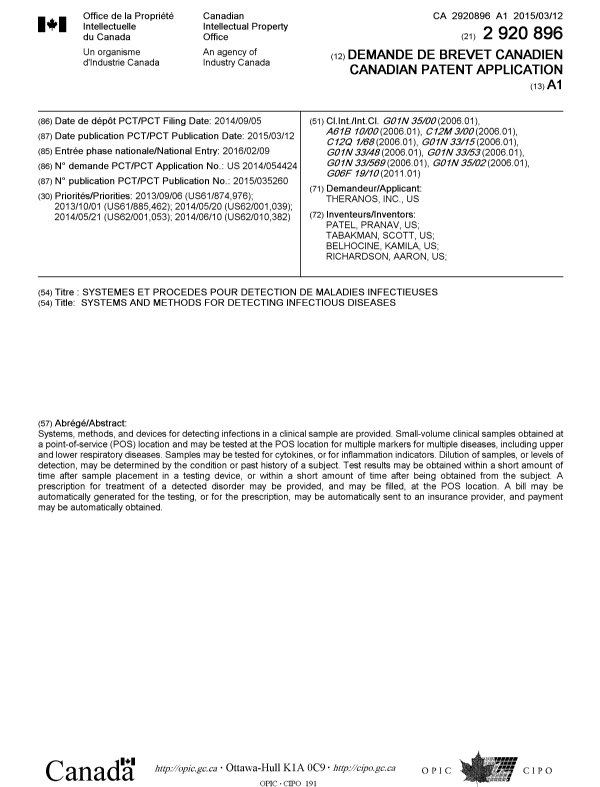 Document de brevet canadien 2920896. Page couverture 20160309. Image 1 de 2